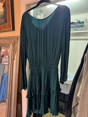 Socialite Long-Sleeve Ruffle Tiered Dress - Forest Green